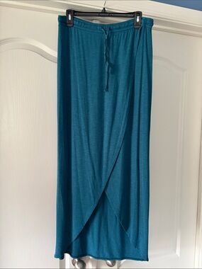 LOFT Teal Wrap-Front Maxi Skirt